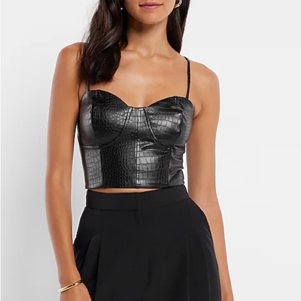 Express Body Contour Croc Faux Leather Corset
Cropped Top